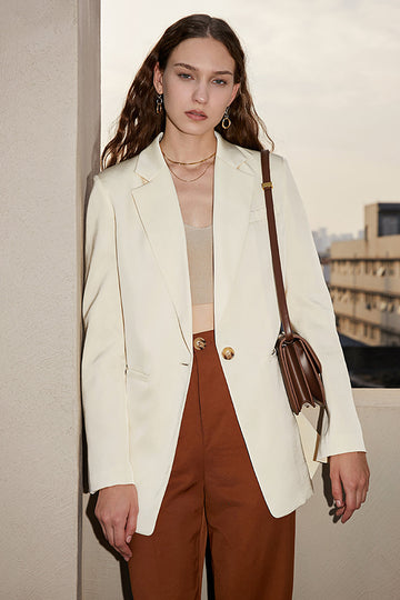 Solapa de Muescas Blanco Blazer de Fiesta